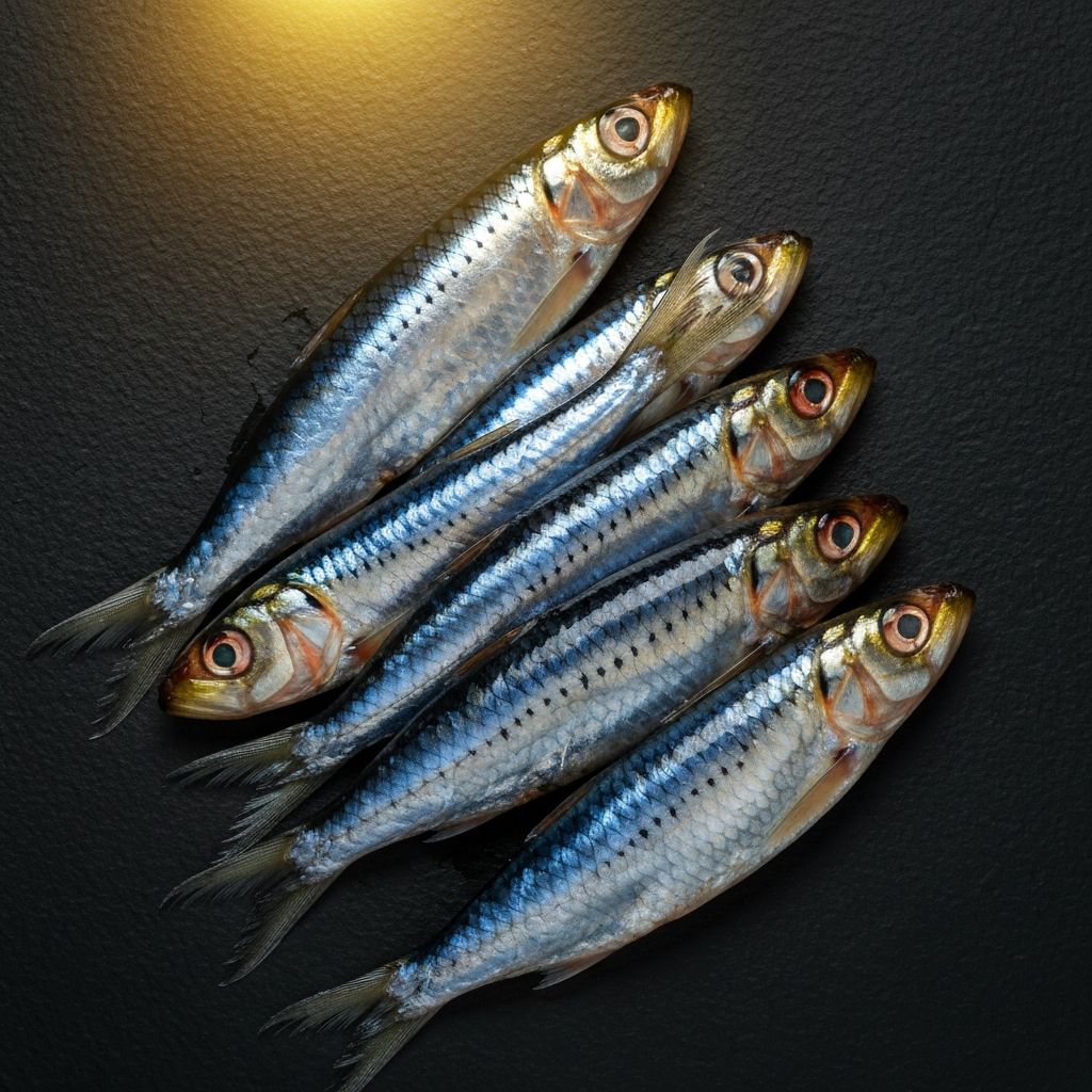 Fresh sardines rich in omega-3 and selenium